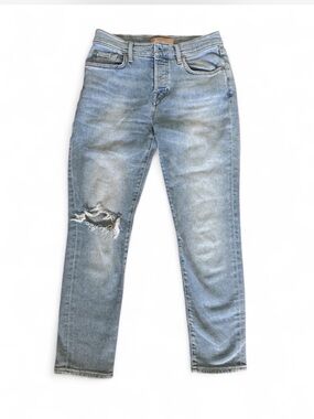 7 For All Mankind Light Blue Boyfriend Jeans with Knee Distress